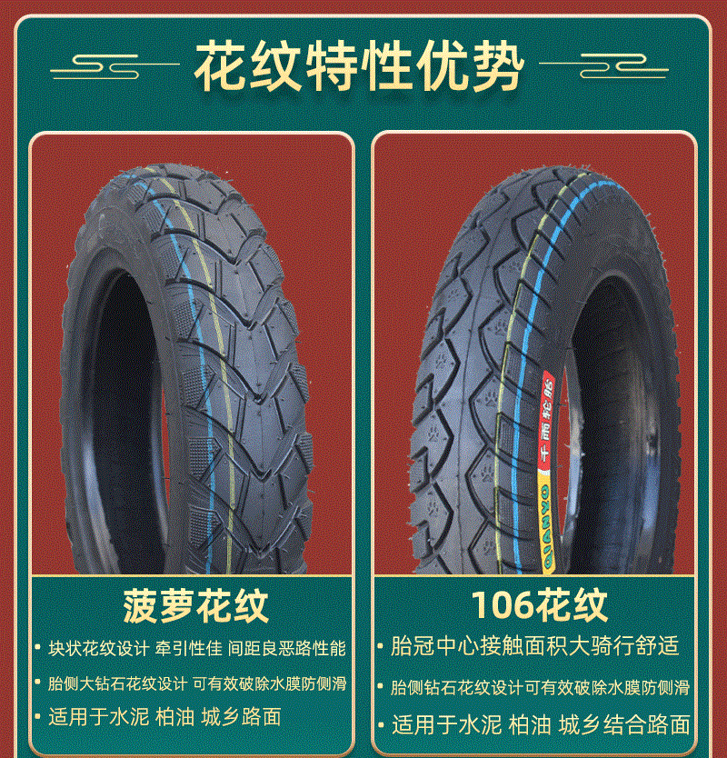 Suitable for Qianyu electric vehicles 3.00-0, other vacuum tires 3.50-0, motorcycle tires 300/350-0, etc