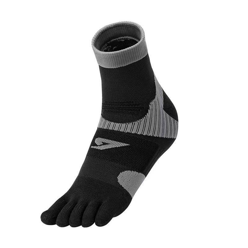 Wholesale Custom Men's and Women's Stock Crew Long Black Five-Toe Socks