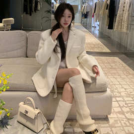 鲁色西装羊毛呢外套女中长款宽松显瘦加厚保暖呢子大衣