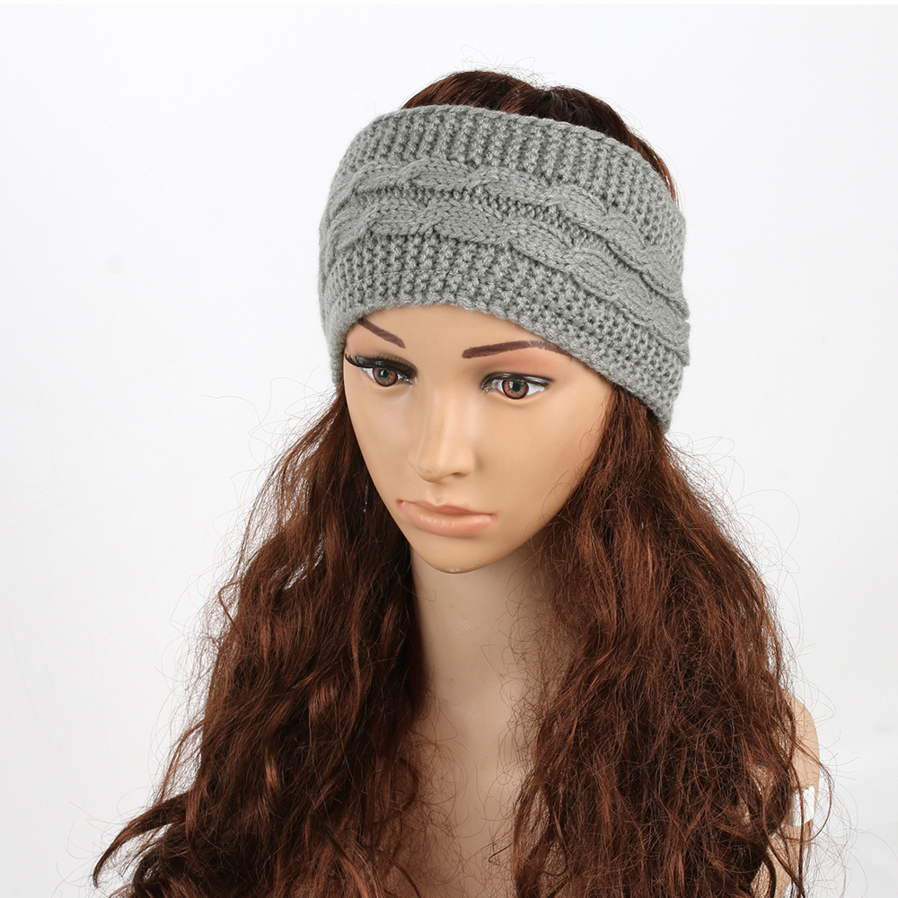 Gebreide haarband winter warm wol oorwarmer voor dames_voghion.com