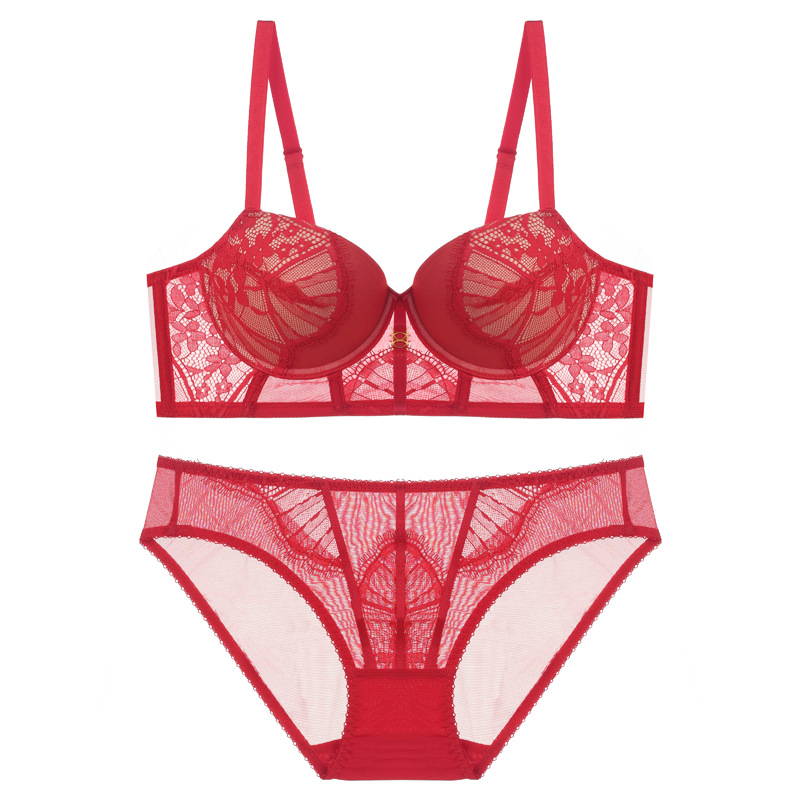 El Comercio exterior sexy push up ropa interior traje de las mujeres pequeño pecho especial puro deseo estilo encaje sujetador anti-flacidez sujetador de soporte superior