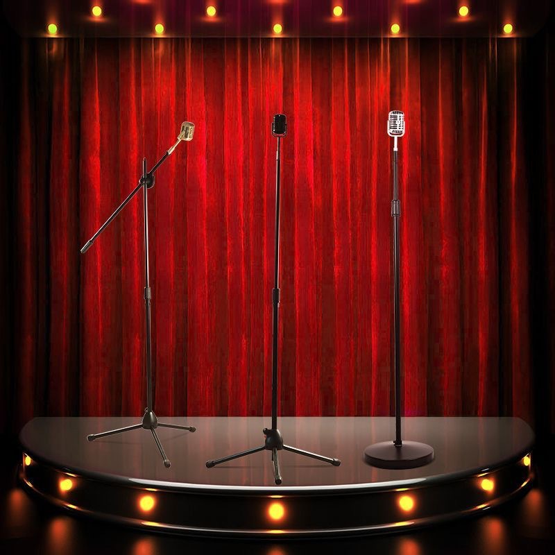 Retro Microphone Props Floor Stand Microphone Photo Catwalk Bar Old Night Vertical Microphone Decoration