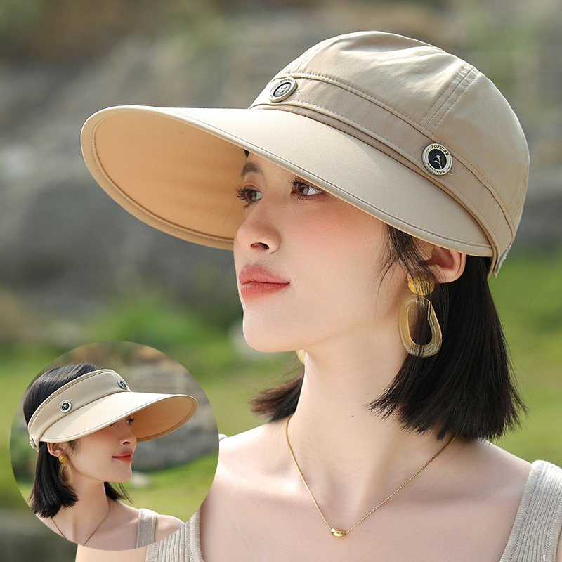 帽頂可拆卸帽子女新款遮陽帽夏季大檐戶外防曬防紫外線太陽帽夏天