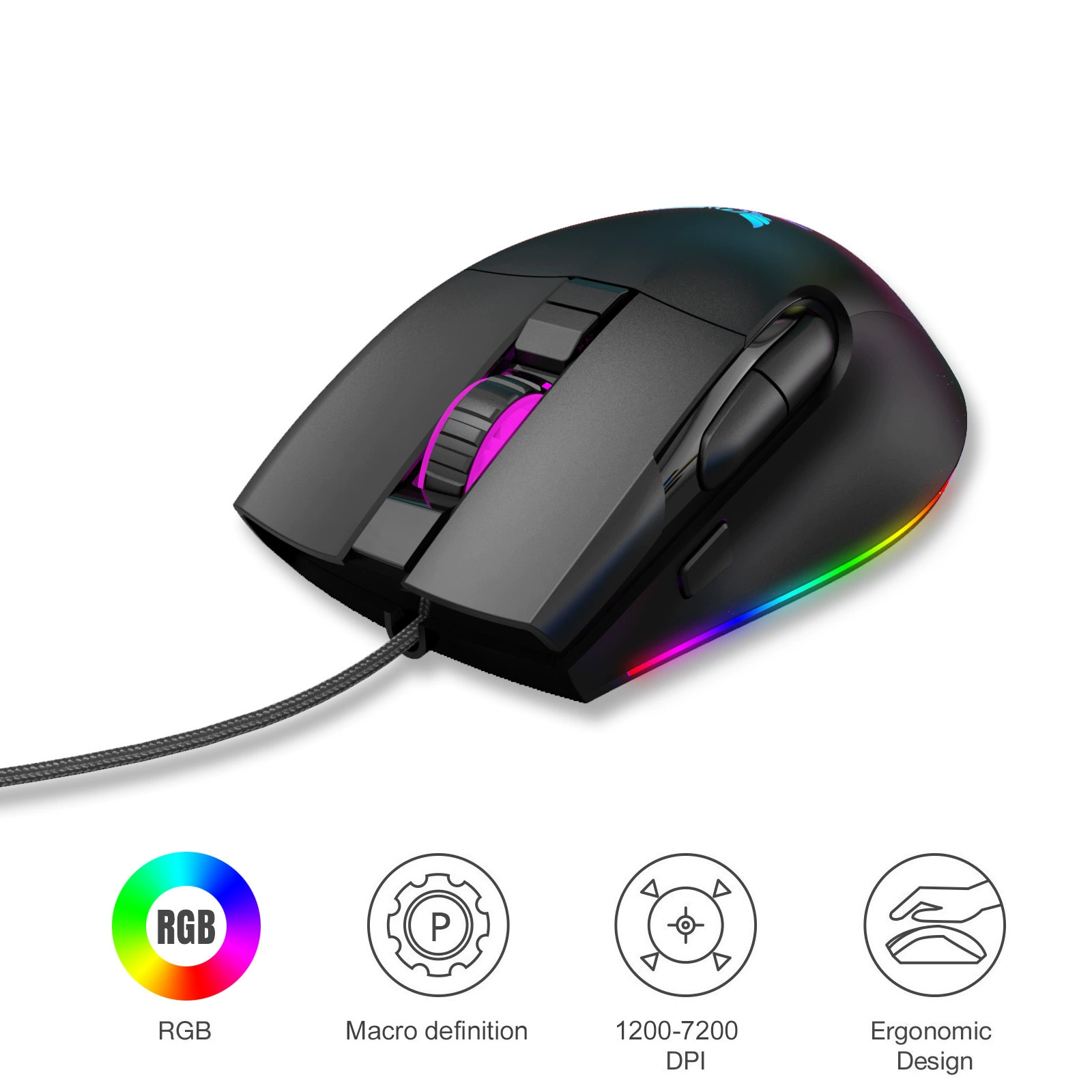 Spot game peripherals optical and electrical mouse G26 8-key RGB light macro definition mechanical game mouse game universal