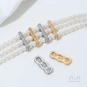 14K Gold-Filled Double-Row and Triple-Row Spacer Beads Peanut Diamond Ring Spacer DIY Pearl Bracelet Necklace Jewelry Accessory Materials