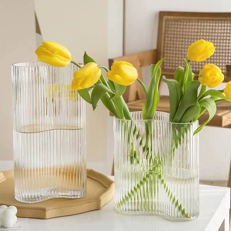 Jarrón de Vidrio Vertical Nórdico, Decoración Creativa para el Hogar, Sala de Estar, Arreglo Floral, Jarrón Hidropónico, Decoración con Rosas