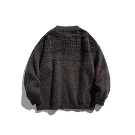 日系文艺复古亨利领单排扣宽松毛衣外套针织开衫男002
