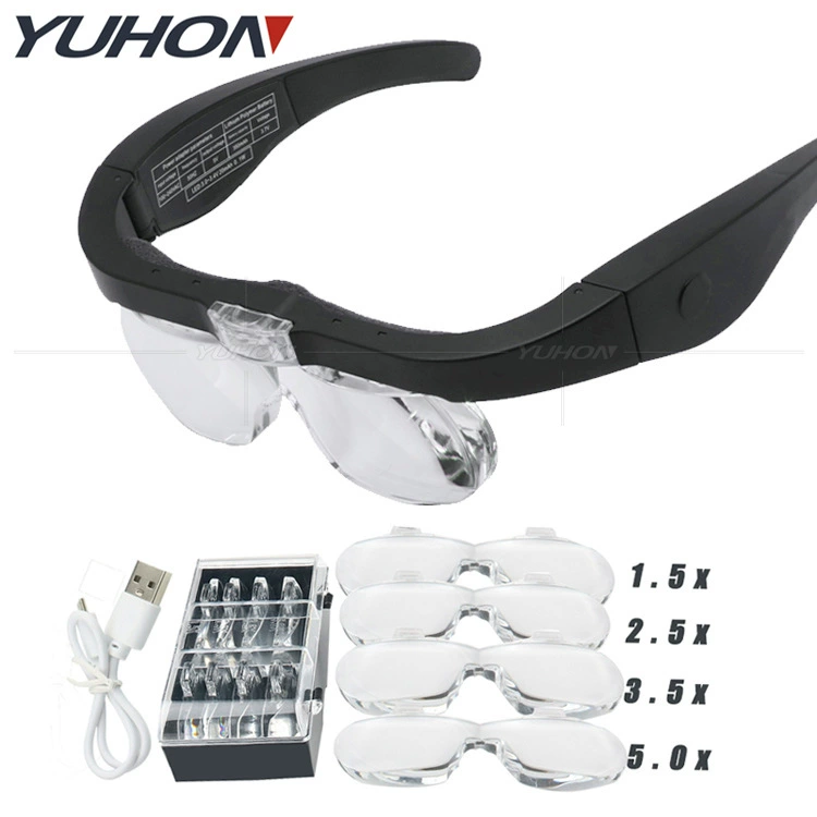 4 Несколько перезаряжаемые светодиодные очки оголовье увеличительное стекло ремонтные работы красота увеличительное стекло оптом