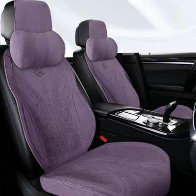 New Suede Car Seat Cushion, Seat cushion, seat cover - elegant-purple-five-seats-in-the-whole-car-2-neck-pillows