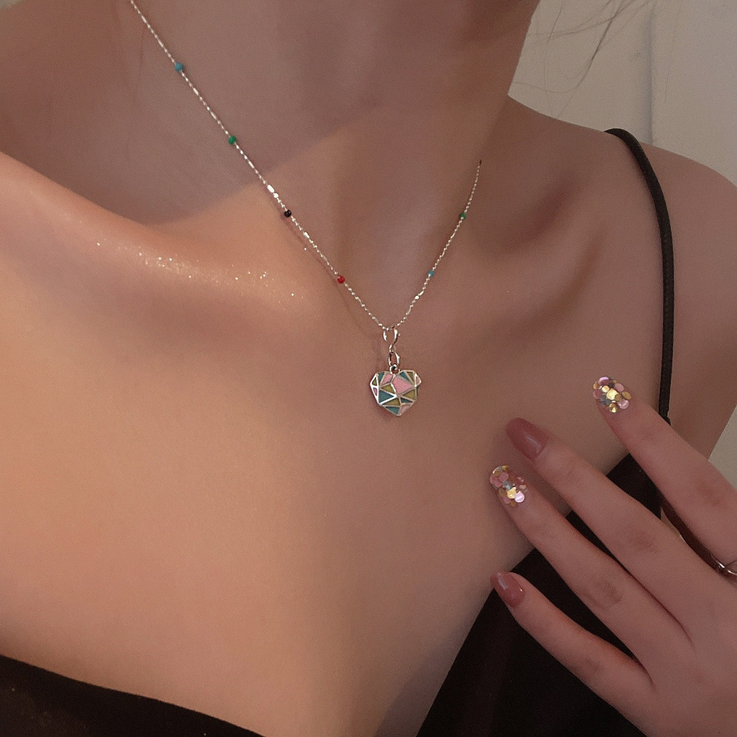 Geometric rainbow pendant