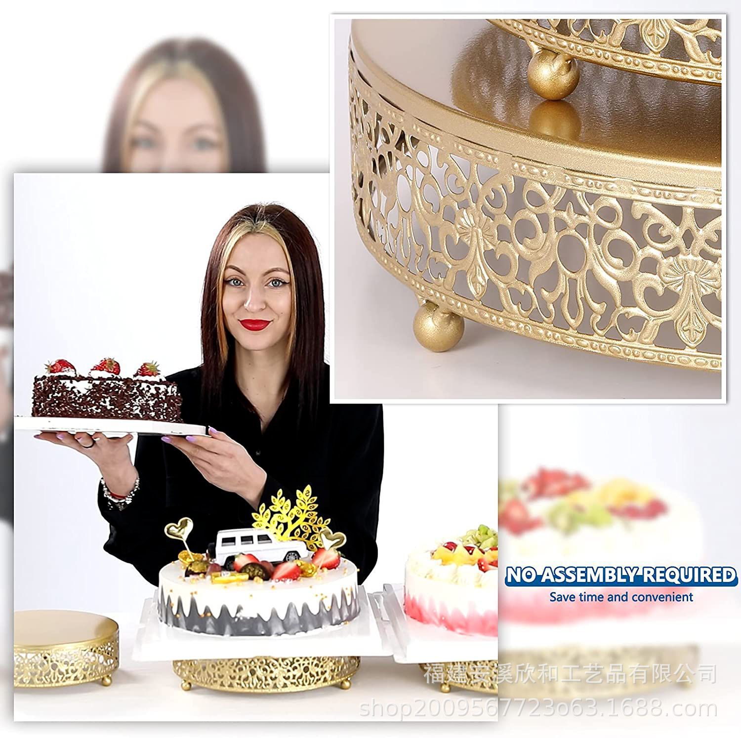 Creativo estilo europeo oro hueco estante de pastel de boda props mesa de postres decoración de postres tienda de postres refrigerio combinación de estante de pastel