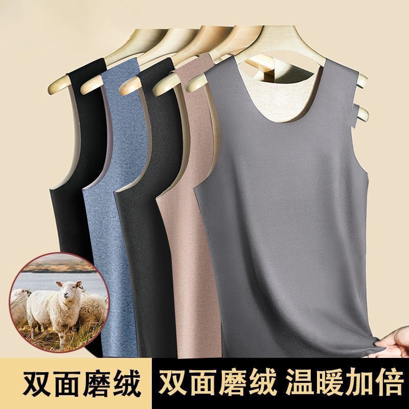 Invierno debe ser un solo producto para hombres y mujeres, camisa de fondo, chaleco de cachemira sin marcas, ropa interior cálida y chaleco de terciopelo.