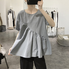2025不规则棉麻衬衫日系韩版 棉麻衬衫女装上衣宽松大码衬衣女