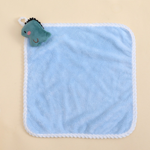 Coral velvet hand towel thickened hanging cartoon cute hand towel solid color absorbent gift soft hand towel
