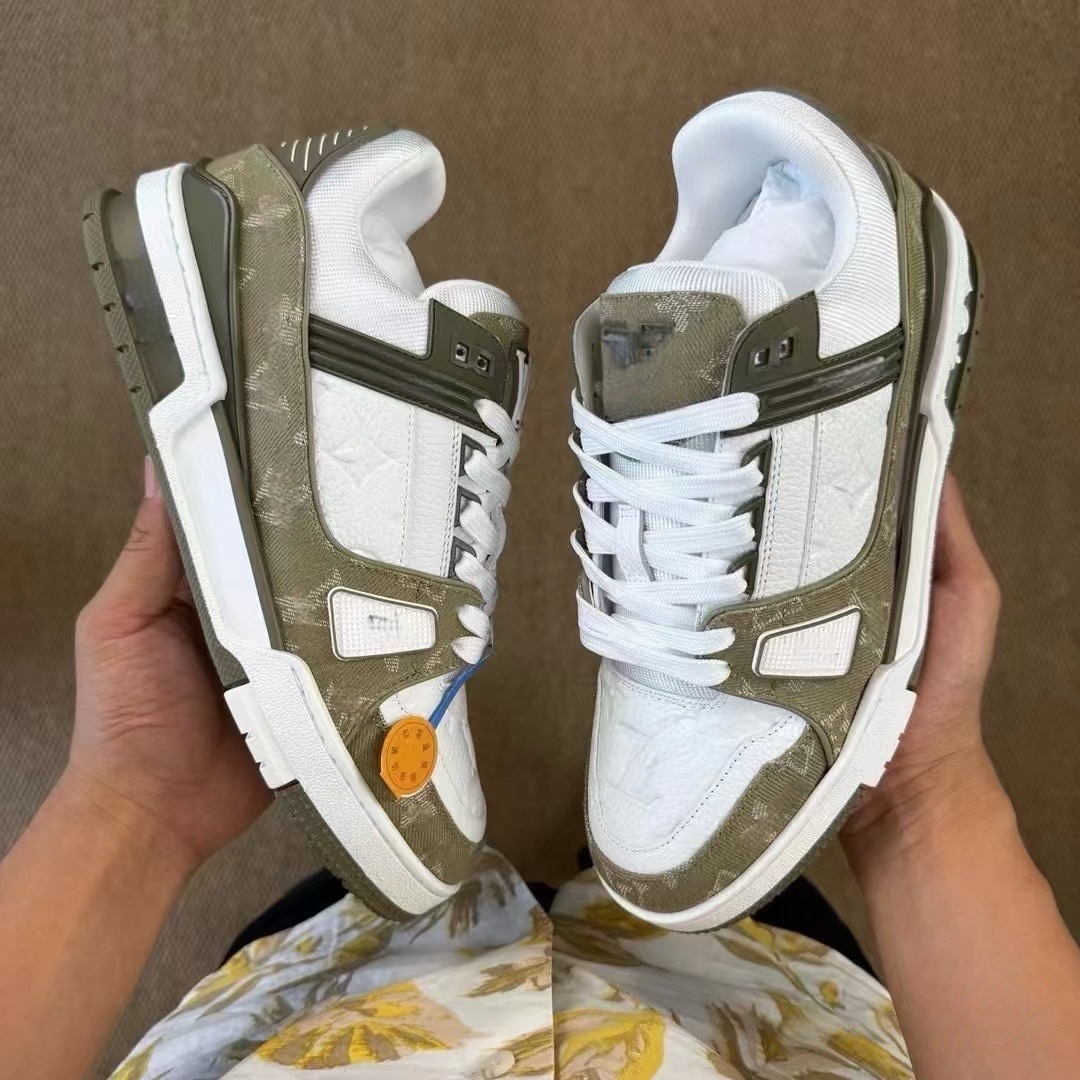 Putian Pure Original Lv Trainer Sneakers for Men and Women, Full Diamond Casual Low-Top Sports Couple Running Shoes, Cross-Border