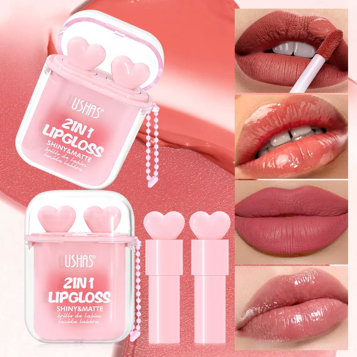 USHAS跨境亚马逊热卖腮红防水持久显色双管唇彩ULG015