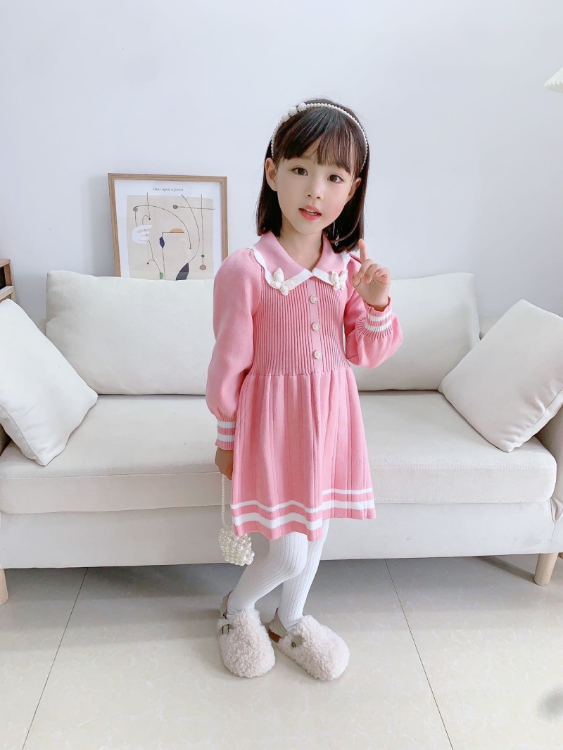Mädchenpullover 2023 Herbst/Winter Neue koreanische Ausgabe Modischer und süßer gestrickter Prinzessinnenkleid-Trend_voghion.com