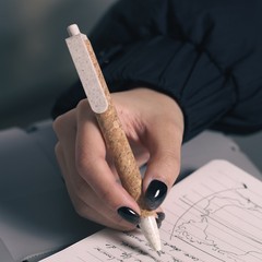 Corangeクリエイティブコルク麦わら環境保護中性ペン印刷ロゴ広告ビジネスオフィスギフトペン