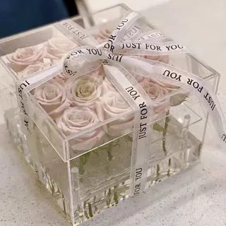 亚克力鲜花礼盒 可收纳可存放 生日情人节永生花透明盒
