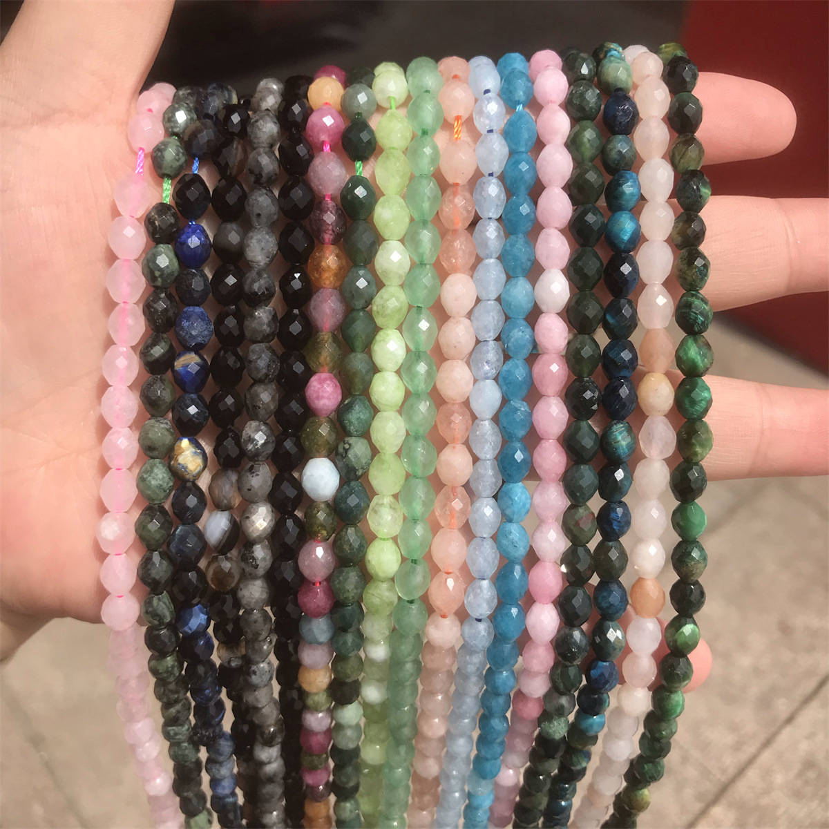 30g Weight Beads Jewelry Making Type 5*6MM Jewelry Making Size A String 5*6MM Natural Stone Morganite Agate Tourmaline Irregular Geometric Faceted Jewelry Accessories Beads