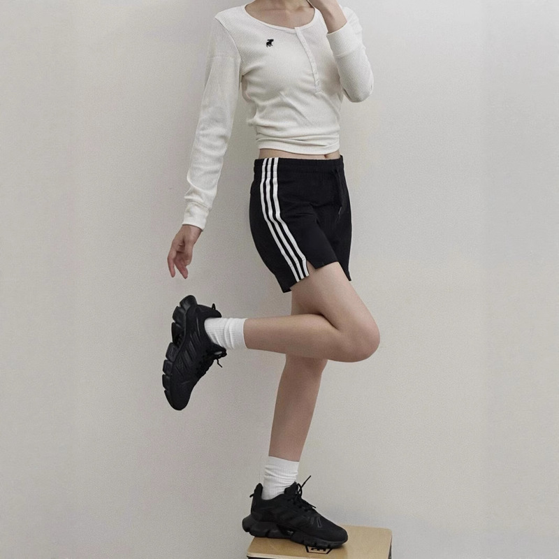 高バージョン ~ 三条棒25夏の新型高腰ランニングスポーツカジュアル痩せパンツ三分ズボン女性|undefined