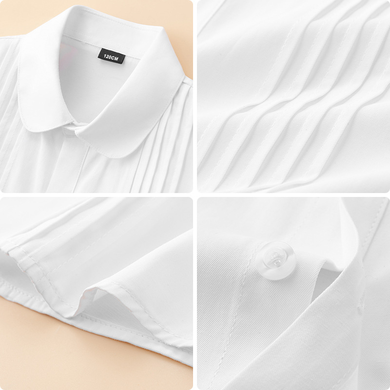 Camisa blanca de manga corta para niñas Camisa blanca de verano Escuela primaria y secundaria Jardín de infancia Uniforme escolar blanco Uniforme infantil