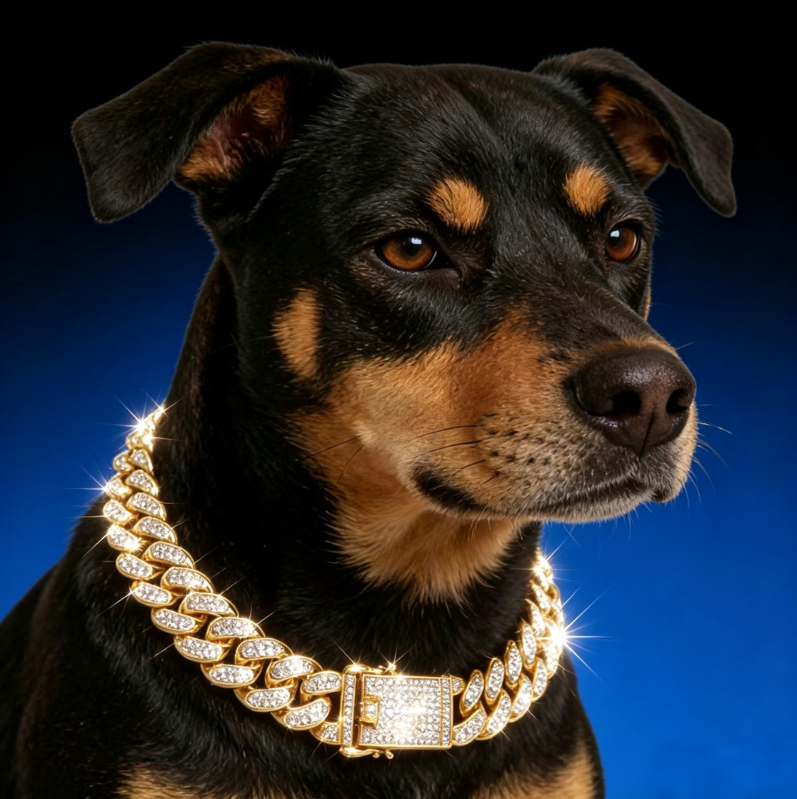 Collar de mascota caliente de 20mm collar cubano adecuado para Doberman Rottweiler cadena de mascota grande