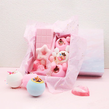 跨境批发沐浴球套盒 精油泡泡盐球皂 情人节礼 粉色泡泡浴球礼盒