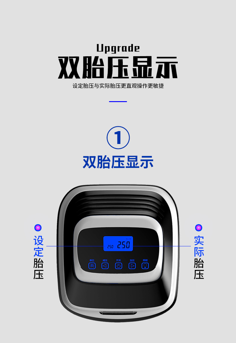 Car Air Pump Cigarette Lighter Plug Multi-Function Wireless Car Tire Pump High Pressure Air Pump with Tire Pressure Measurement