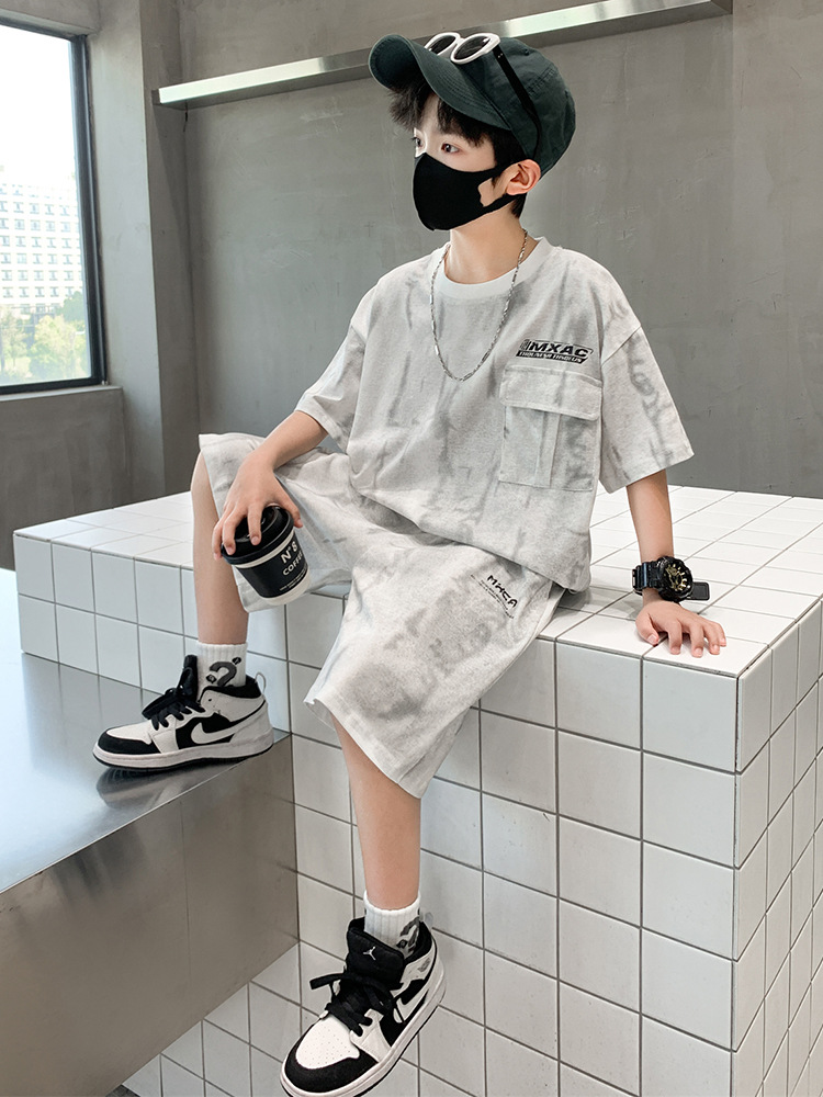 男童夏装套装2025新款夏款中大儿童男孩短袖运动痞帅气两件套批发