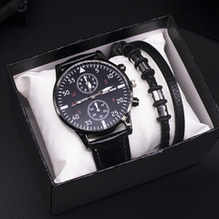 watch men 3pcs new watch men's trendy student fashion quartz watch belt business men's watch set