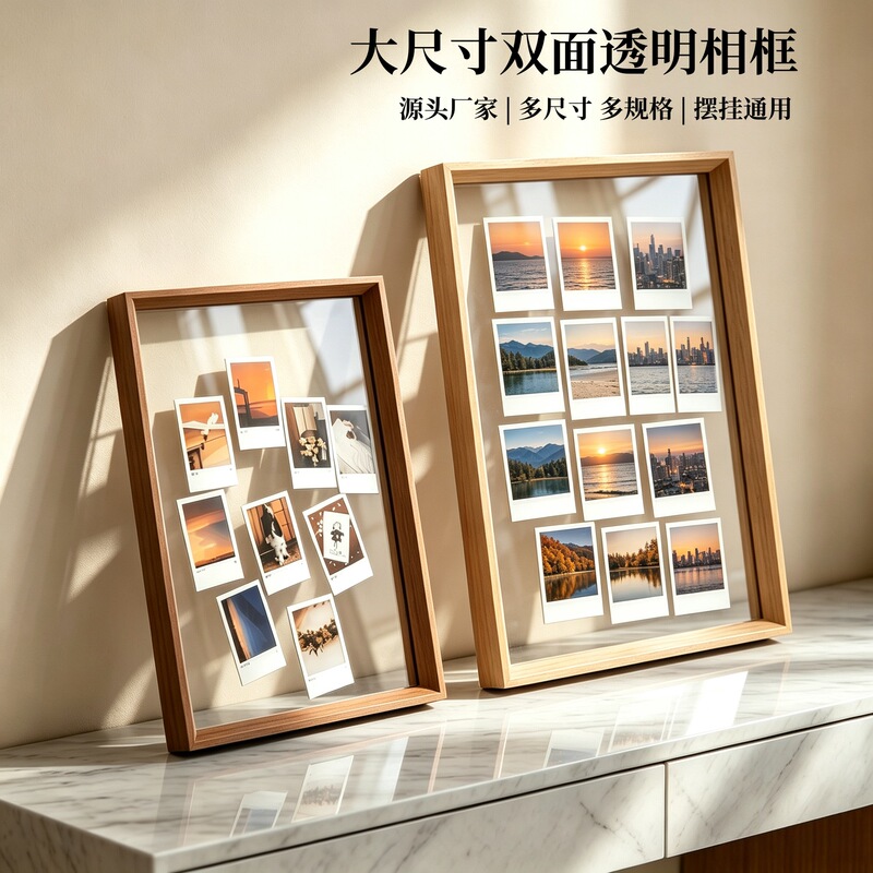 Double-sided transparent photo frame 12inch large size wall-mounted family portrait and landscape photo frame for bedroom display