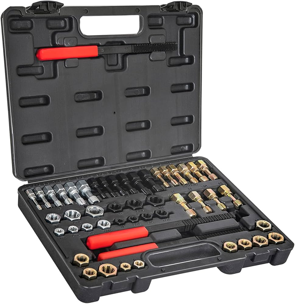 49-Piece Set of Thread Repair Tools, Damaged Thread Cleaning Tools, Tap and Die Repair Tools