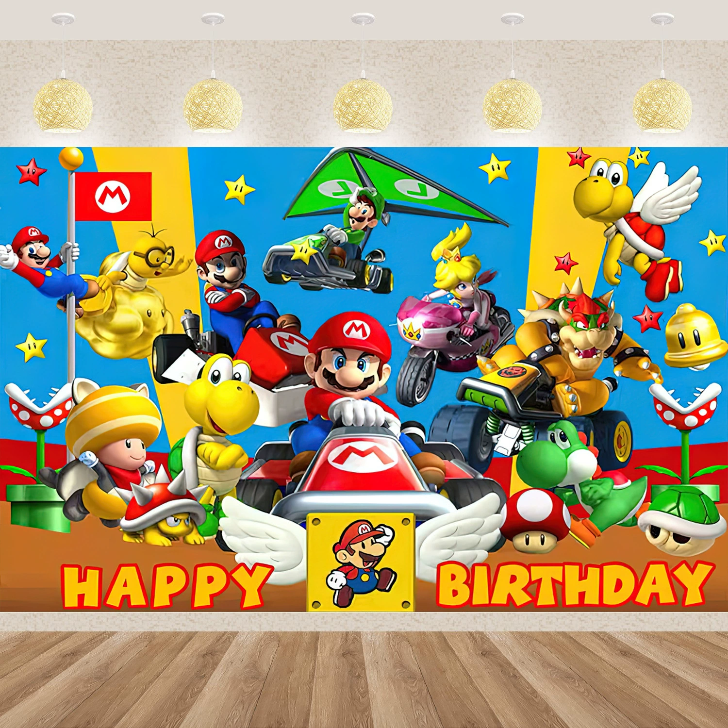 Трансграничный Amazon новый Марио гоночная игра тема день рождения декоративный фон