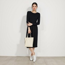 美丽诺羊毛连衣裙2025秋冬新款名媛气质女装中长款法式羊毛裙子