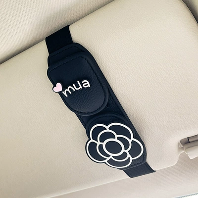 Magnetic Absorption, Portable Storage, Car Glasses Clip/Bill Clip - black-glasses-clip-camellia