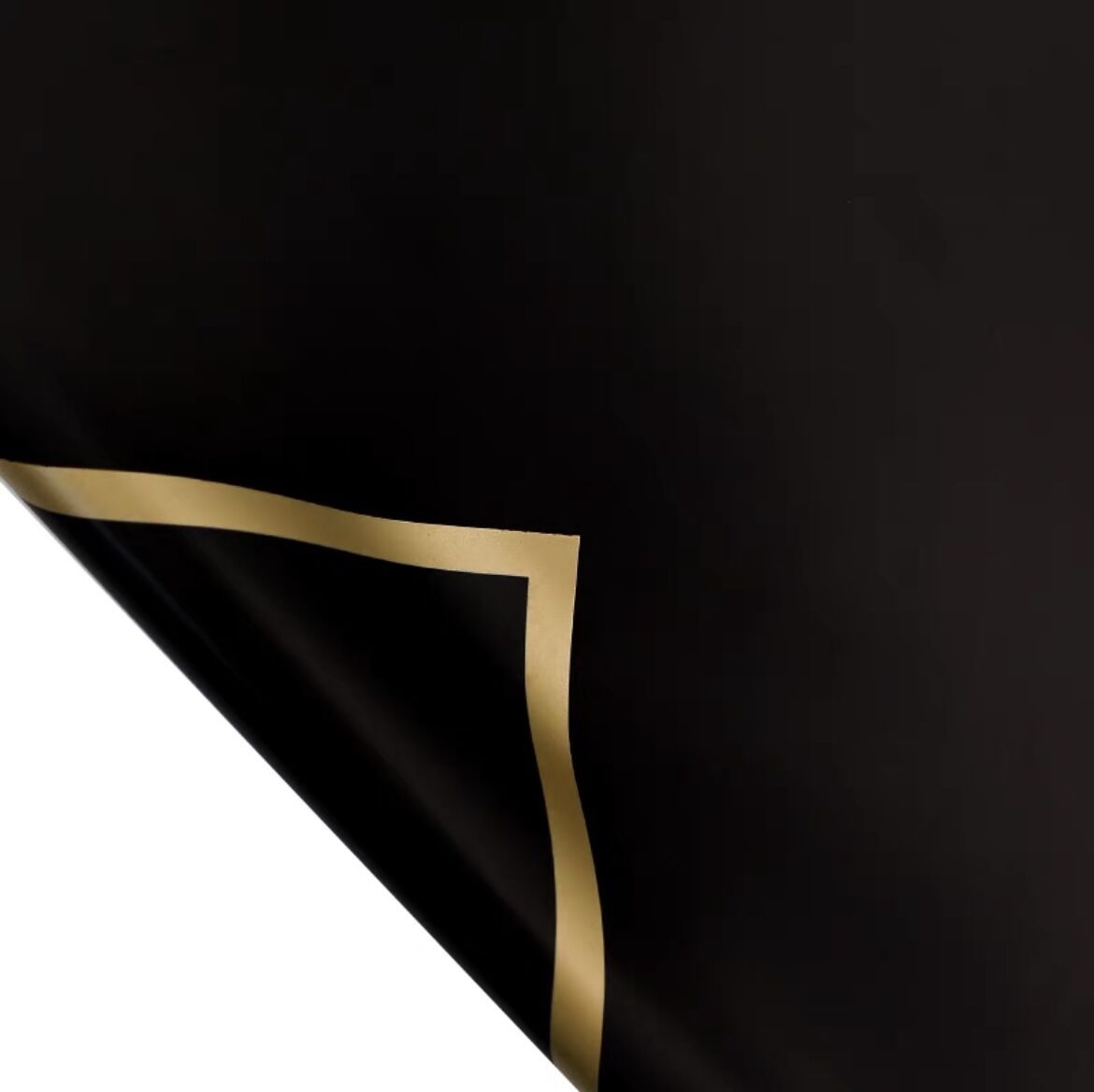 Papel de Envolver Flores Impermeable con Borde Dorado y Diseño Floral de Li Zhiran para Empaquetar Ramos de Flores Frescas.