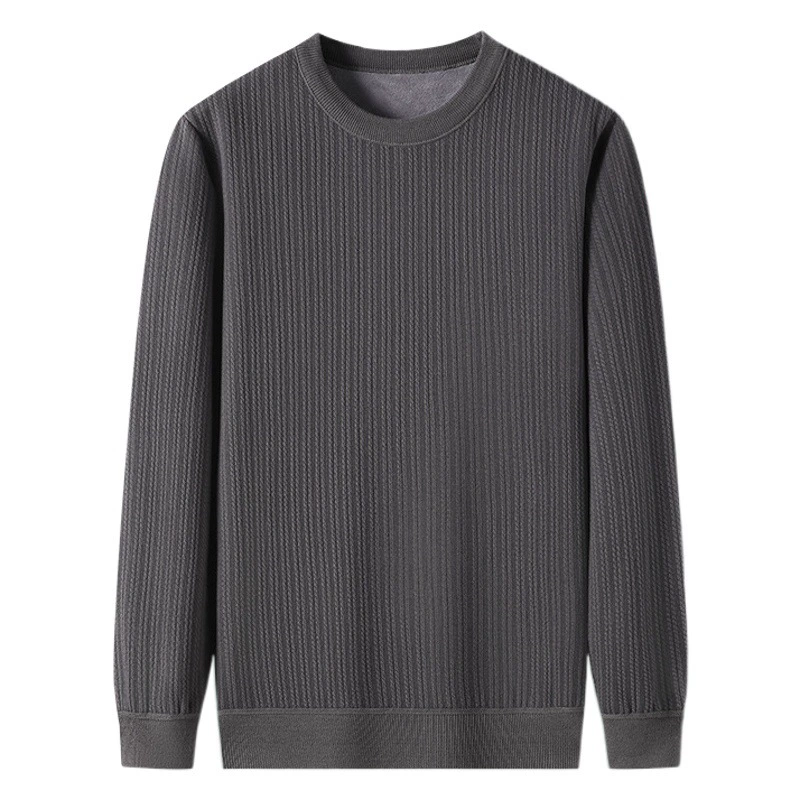 Производители, новые мужские тремоло с осенне-зимним свитером с круглым вырезом на флисовой подкладке, однотонный пуловер, Мужской базовый свитер