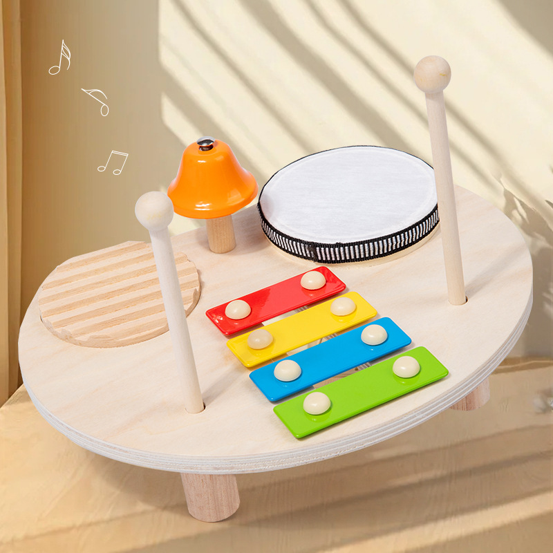 Niños de madera Orff multifunción instrumento de percusión bebé iluminación tambor música plataforma de juguete educativo