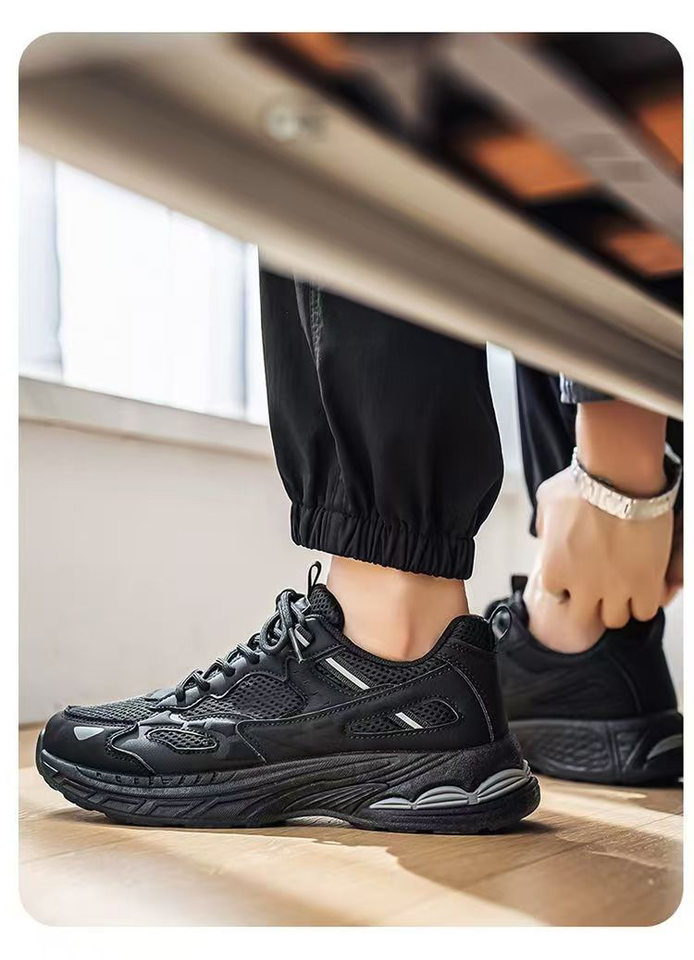 Giày thể thao nam sneaker thân lưới thoáng khí, đế cao su gót thấp, dây buộc, phong cách casual — F901 màu đen, F901 xám nhạt, F901 xám đậm chi tiết 18
