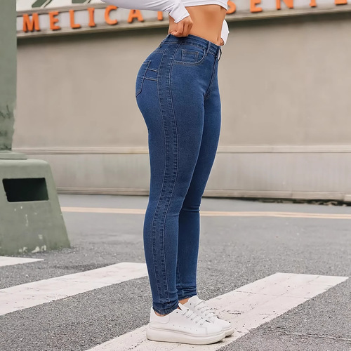 Amazon Cross-border TEMU European and American women's new tight elastic ankle pants high-waisted women's jeans