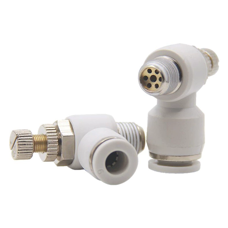 Одностороннее регулирование скорости быстросъемный пневматический соединитель пластик латунь sl6-m58-02 соединитель дроссельной заслонки регулируемого цилиндра воздушной трубы