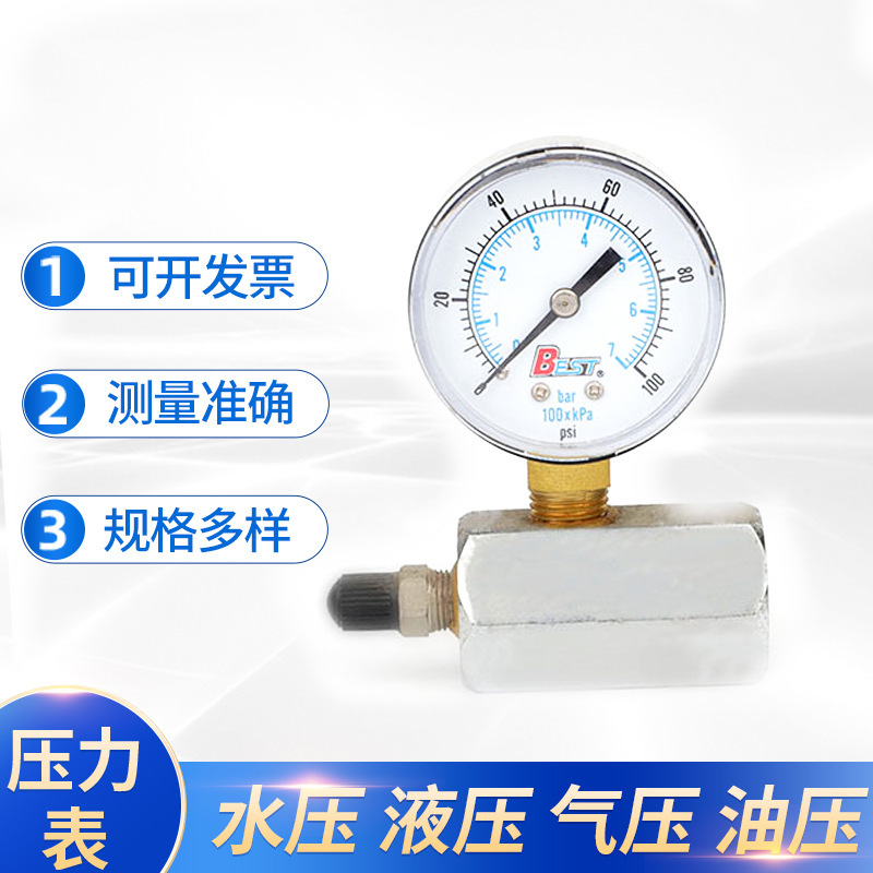 Gas Pressure Gauge Stainless Steel Vacuum Pressure Gauge Bt50050 Spring Tube Water Pressure Gauge