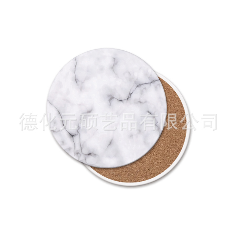 Amazon popular blanco Marbling cerámica absorbente posavasos decoración del hogar Logo de una sola pieza entrega