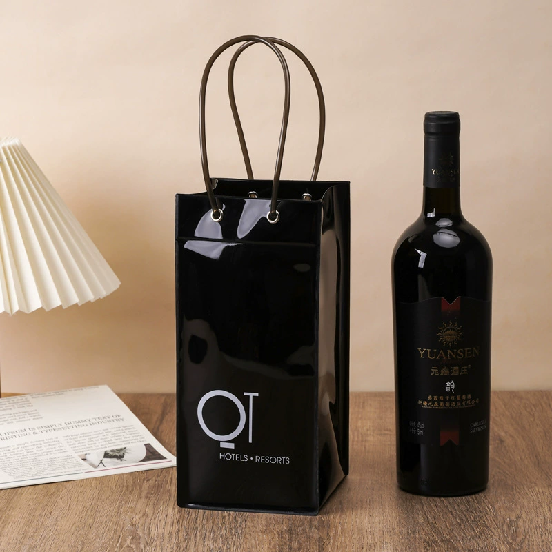 Прозрачная сумка-холодильник для вина из ПВХ, герметичная, красного цвета, с возможностью нанесения индивидуального дизайна, подарочная упаковка