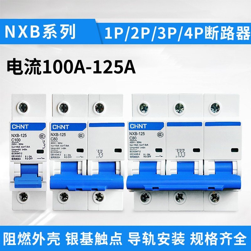 正泰断路器NXB-125系列100A125A家用工业使用1P2P3P4P防漏电