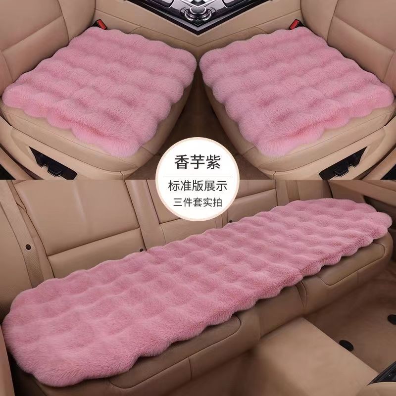 Car Seat Cushion Winter Free Shipping Rabbit Fur Plush No Backrest Three-Piece Set Thickened Winter Bubble Velvet Seat Cushion Thickened for Warmth