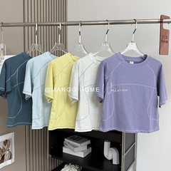 アウトドア吸湿速乾ゆるい衝突色丸首トレーニング半袖tシャツ女性7198