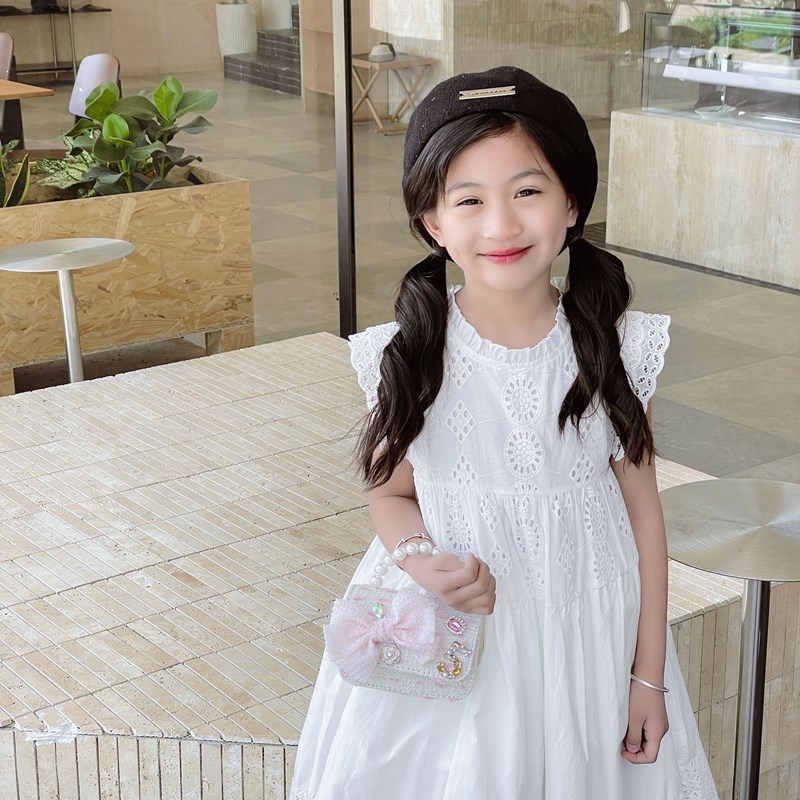 Dulce princesa bolso de perlas adorable arco mini boca rojo bolso de hombro bebé bolso de moda cadena de niños