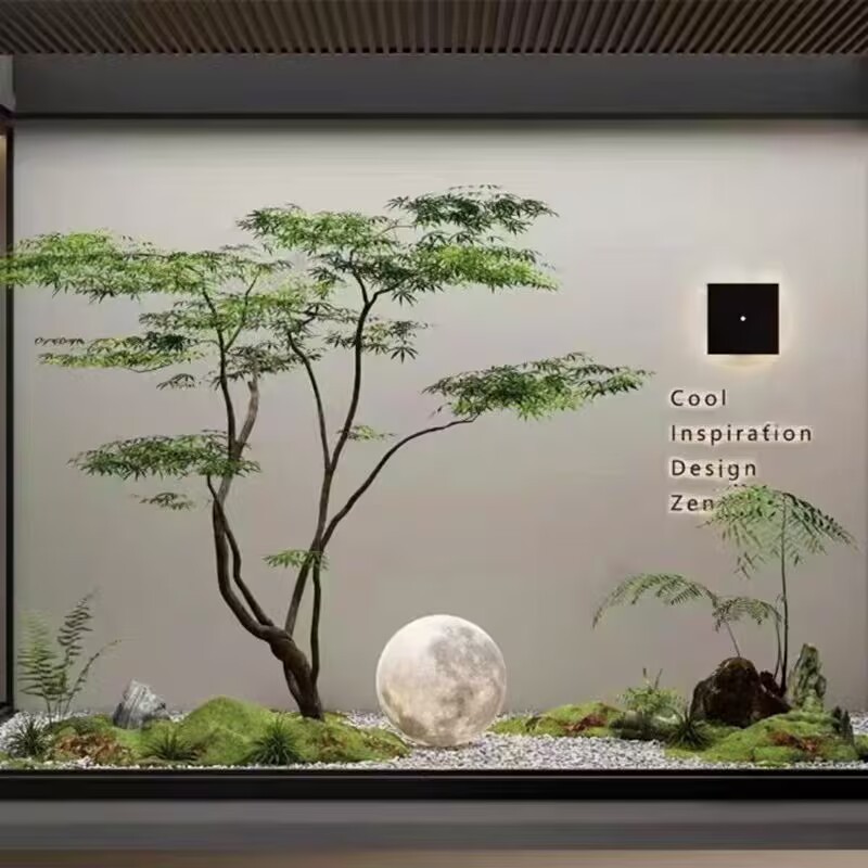 模擬フェイクツリーランドスケープ屋内外カエデの木風景バイオニック床置き緑植物カエデ植物装飾品セット組み合わせ|undefined